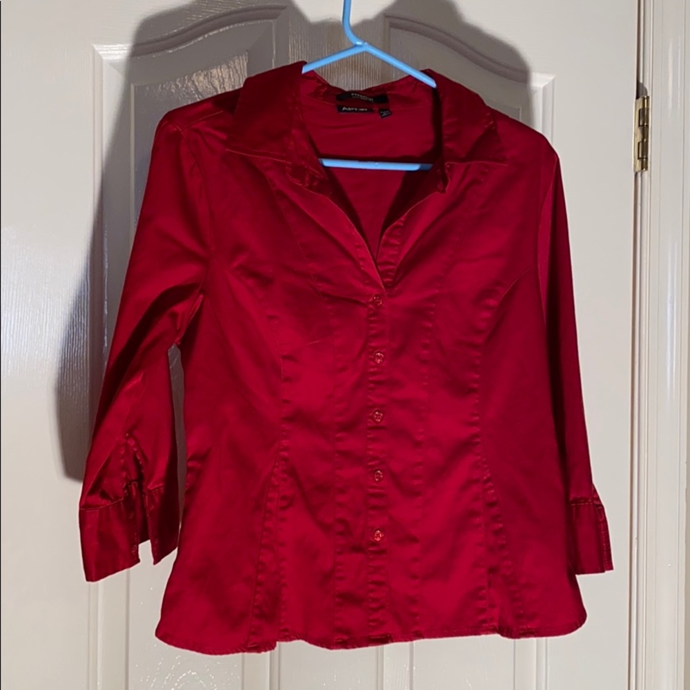 P/L Apt. 9 wine red button up front shirt
